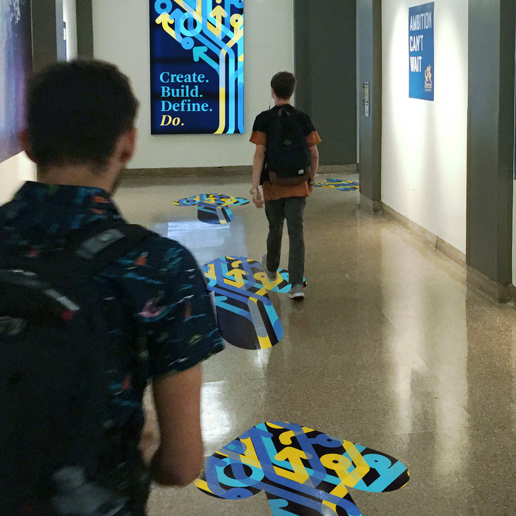 New brand campaign for Drexel University, floor graphics