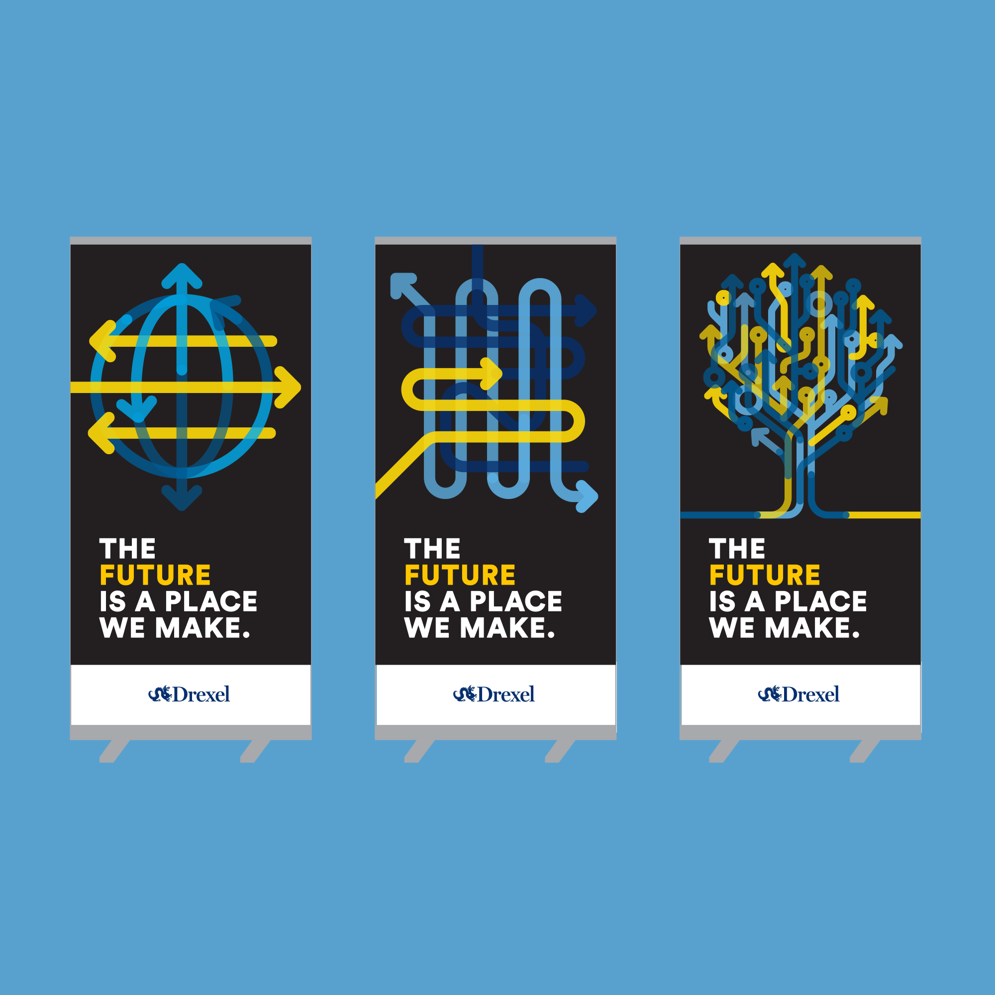 New brand campaign for Drexel University, pop up banners
